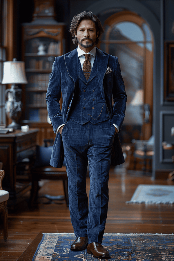 Blue Velvet Cocktail Party Suit — Custom Made to Measure