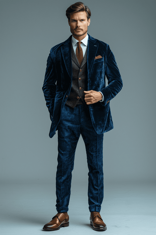 Blue Velvet Graduation Suit — Custom Made to Measure