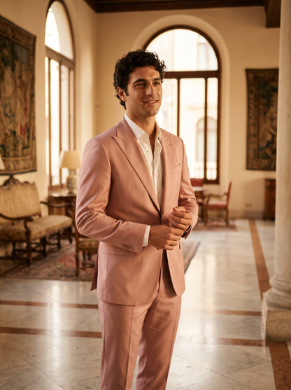 Blush Pink Silk Blend Suit — Custom Made to Measure - front view