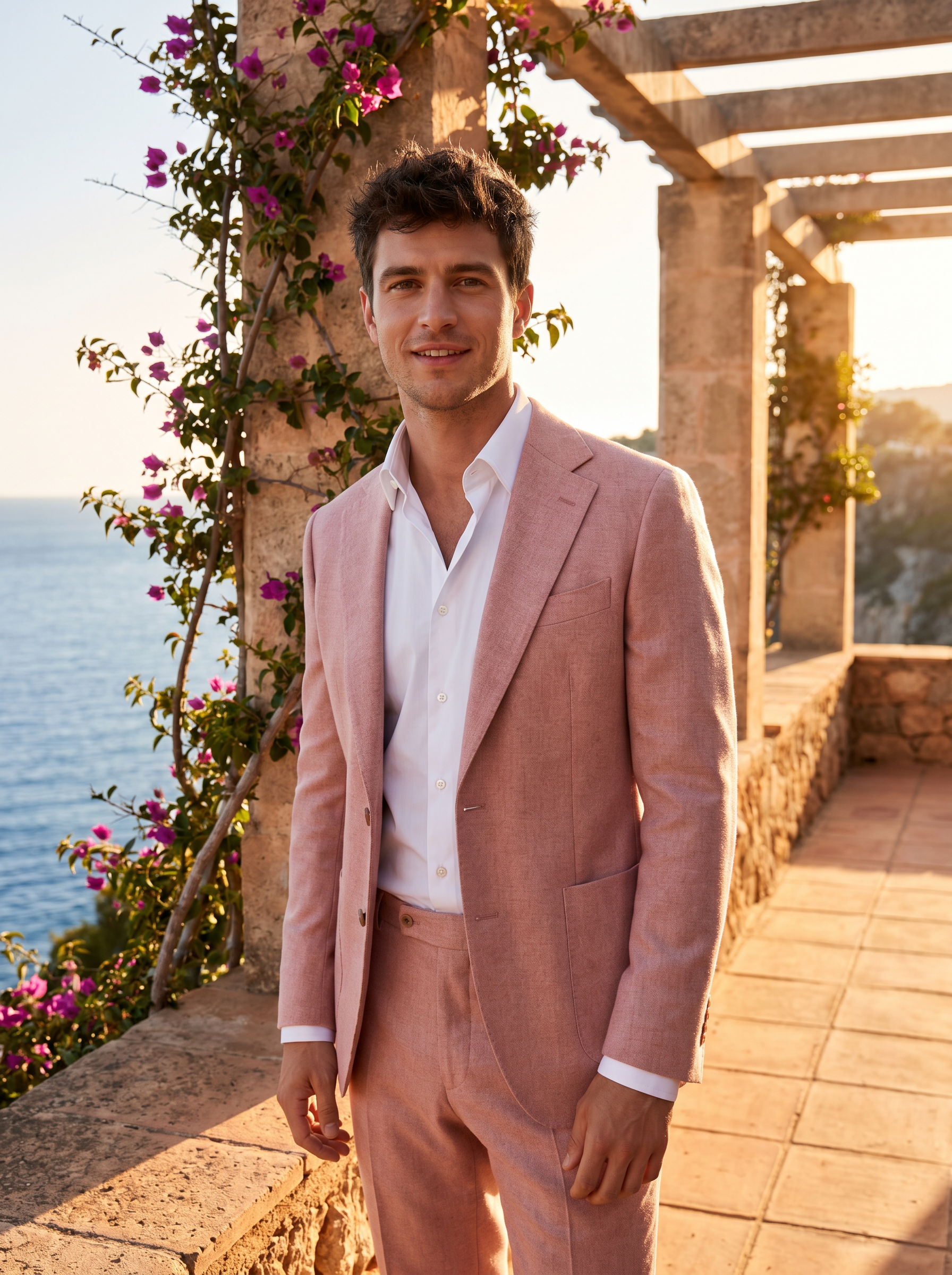 Blush Pink Wool Suit — Custom Made to Measure - front view
