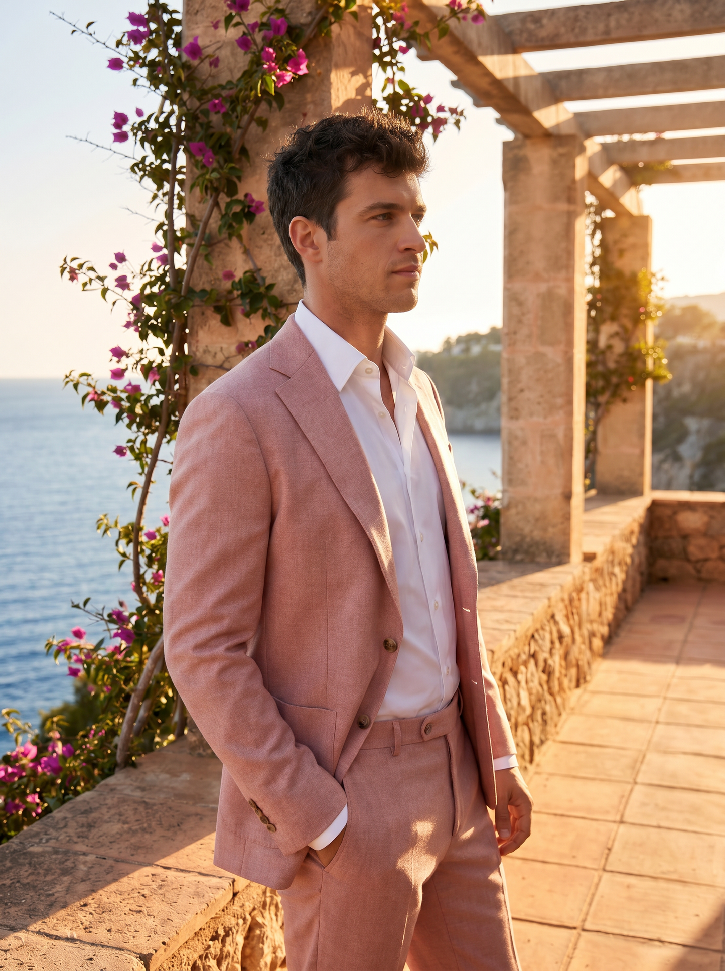 Blush Pink Wool Suit — Custom Made to Measure - side view