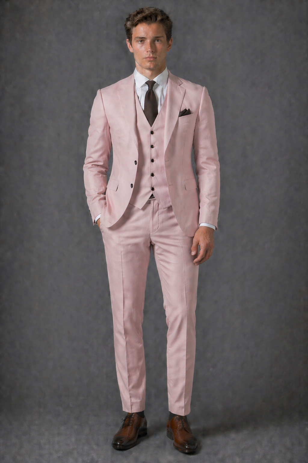Blush Pink Cotton Slim Fit Suit — Custom Made to Measure