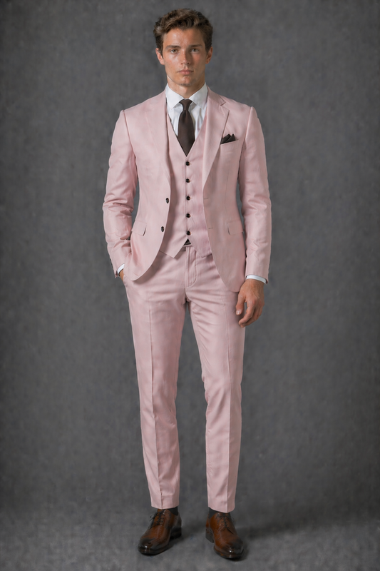 Blush Pink Cotton Slim Fit Suit — Custom Made to Measure