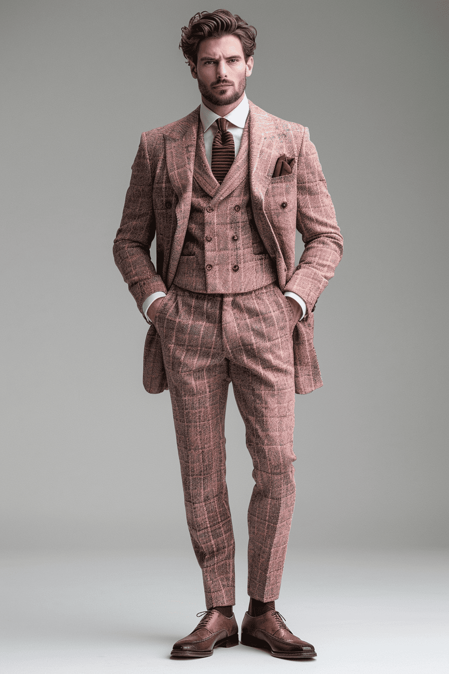 Blush Pink Tweed Suit — Custom Made to Measure