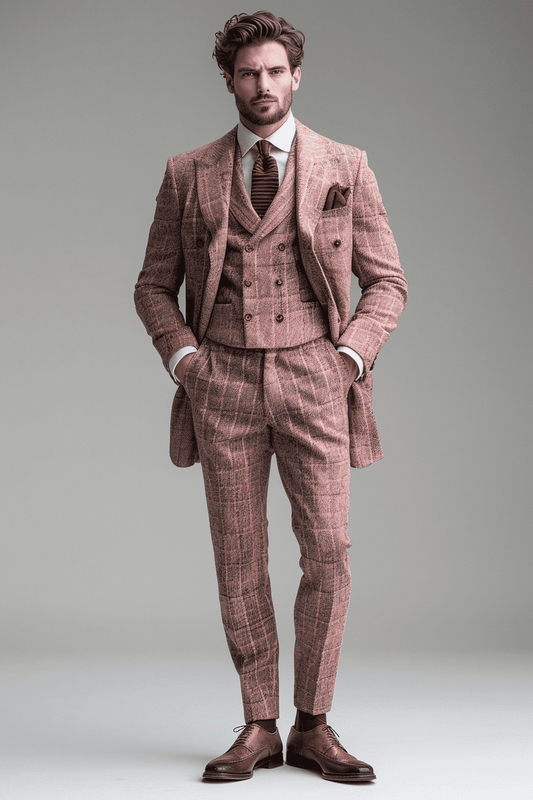 Blush Pink Tweed Suit — Custom Made to Measure