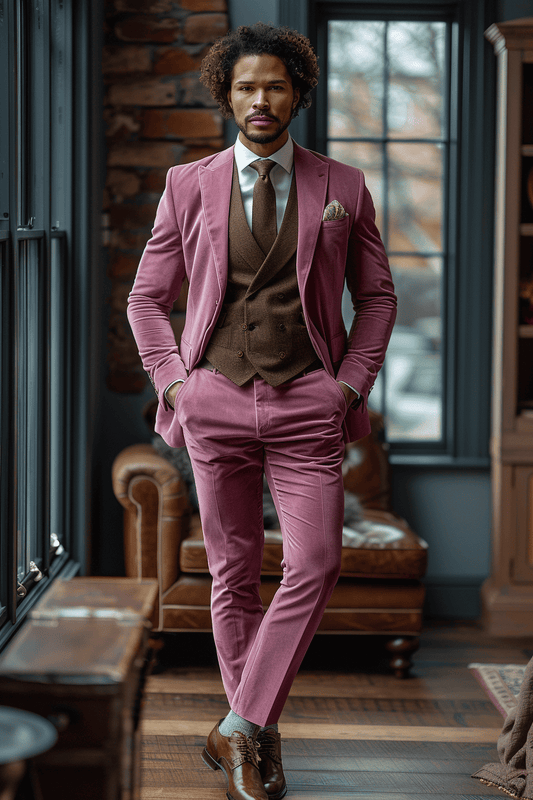 Blush Pink Velvet Graduation Suit — Custom Made to Measure