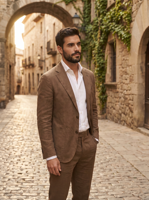 Brown Cotton Groomsmen Suit — Custom Made to Measure — 2