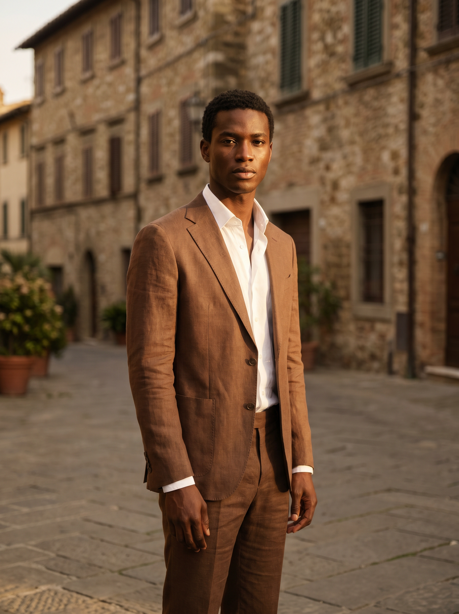Brown Linen Suit — Custom Made to Measure