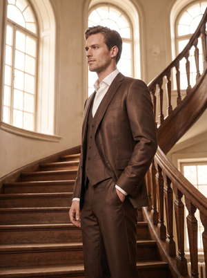 Brown Silk Blend 3-Piece Suit — Custom Made to Measure — 2