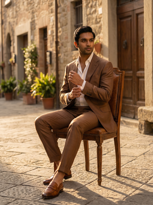 Brown Silk Blend Suit — Custom Made to Measure — 3