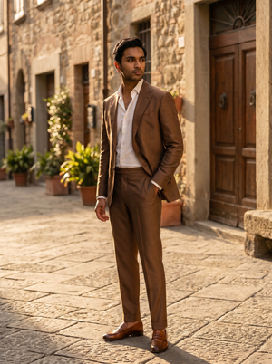 Brown Silk Blend Suit — Custom Made to Measure — 2