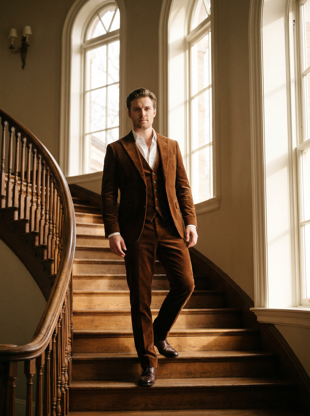 Brown Velvet 3-Piece Suit — Custom Made to Measure