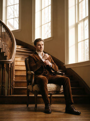 Brown Velvet 3-Piece Suit — Custom Made to Measure — 3