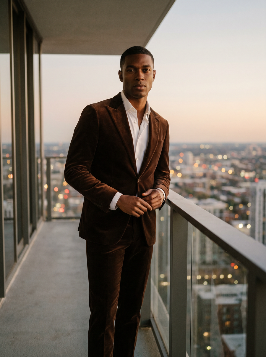 Brown Velvet Suit — Custom Made to Measure