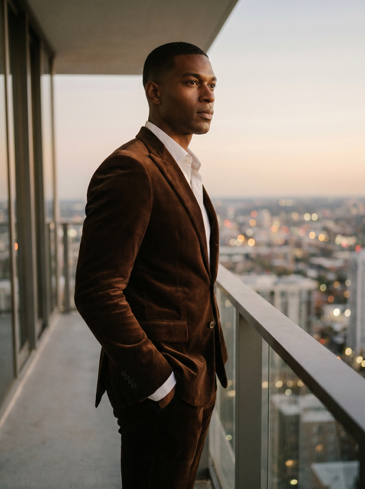 Brown Velvet Suit — Custom Made to Measure - side view