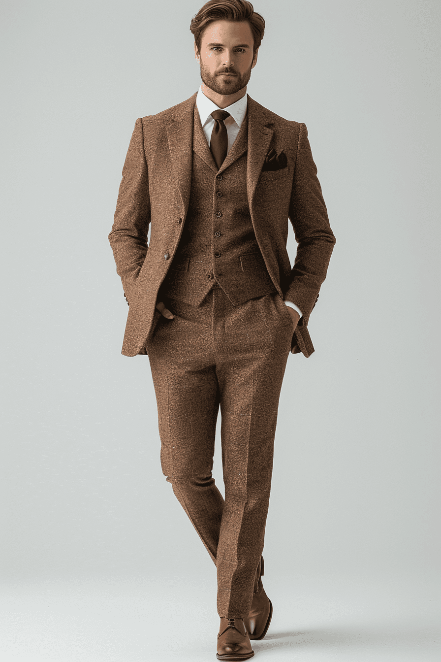 Brown Silk Blend Father of the Bride Suit — Custom Made to Measure
