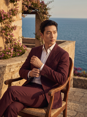 Burgundy Cotton Suit — Custom Made to Measure — 3