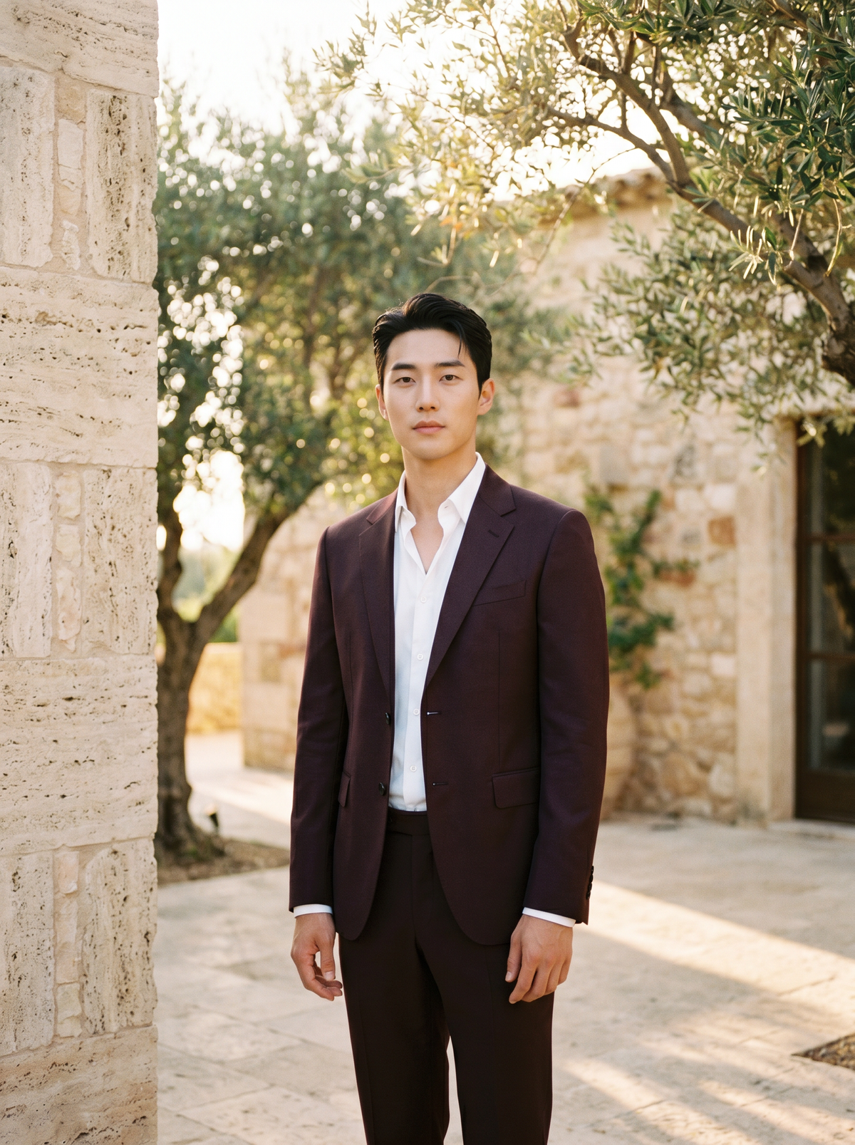 Burgundy Silk Blend Suit — Custom Made to Measure