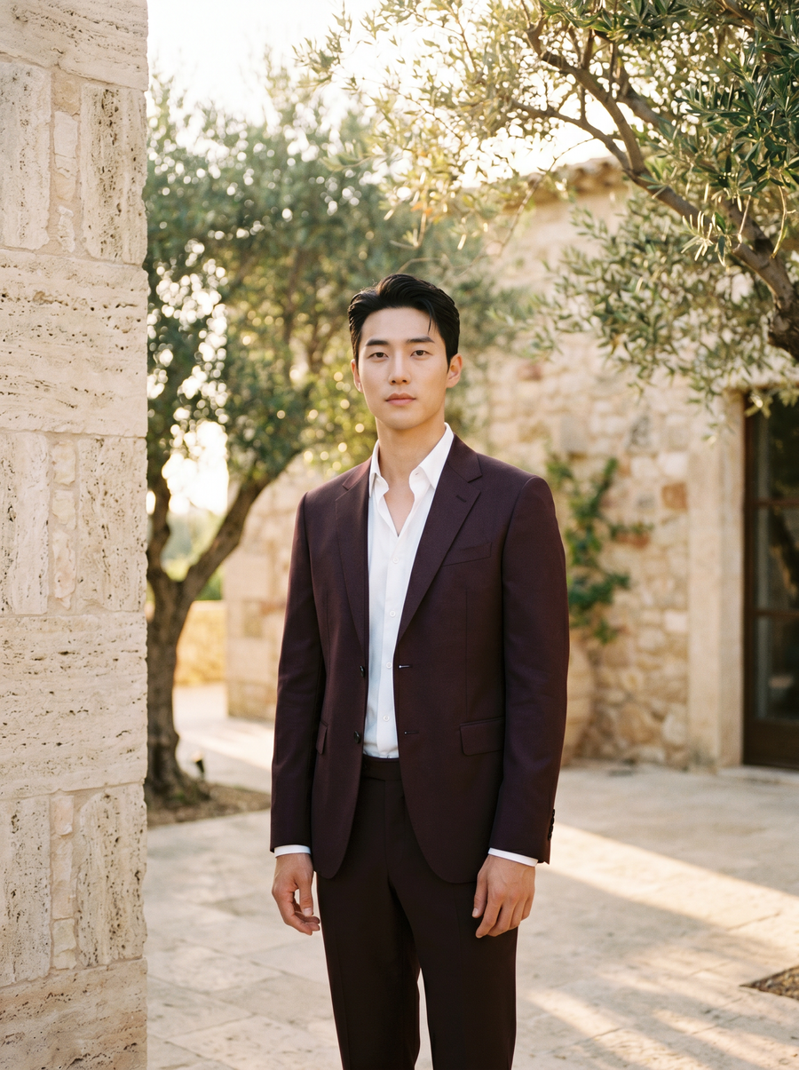 Burgundy Silk Blend Suit — Custom Made to Measure
