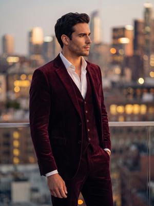 Burgundy Velvet 3-Piece Suit — Custom Made to Measure — 2