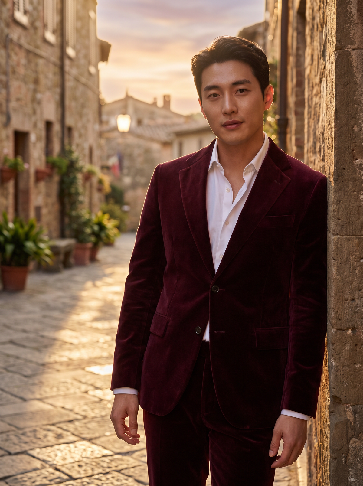 Burgundy Velvet Suit — Custom Made to Measure