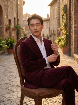 Burgundy Velvet Suit — Custom Made to Measure — 3