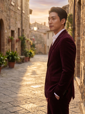 Burgundy Velvet Suit — Custom Made to Measure — 2