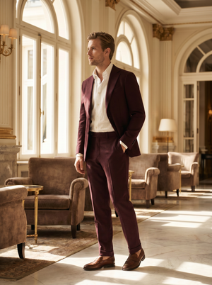 Burgundy Wool Groomsmen Suit — Custom Made to Measure — 2