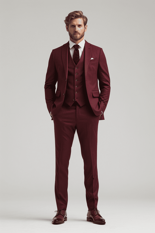 Burgundy Cashmere Blend Suit — Custom Made to Measure