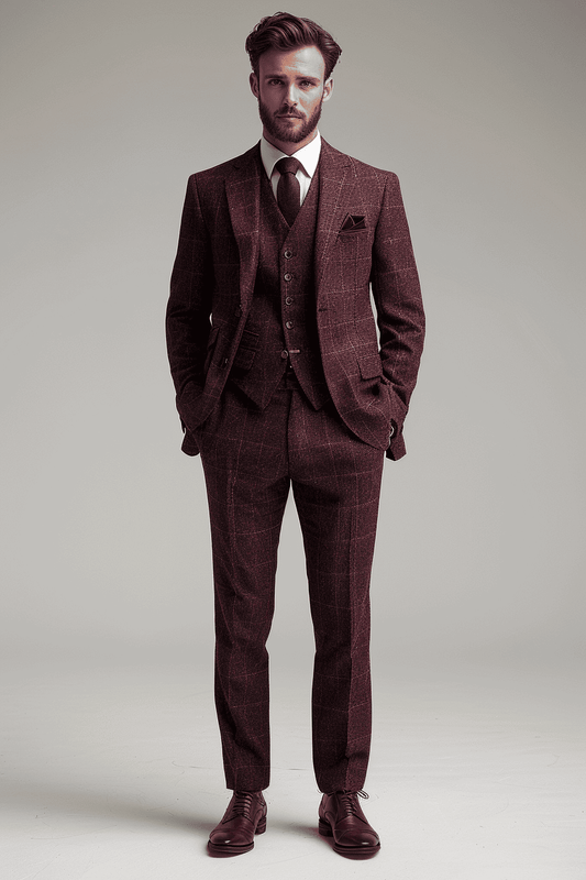 Burgundy Linen Graduation Suit — Custom Made to Measure