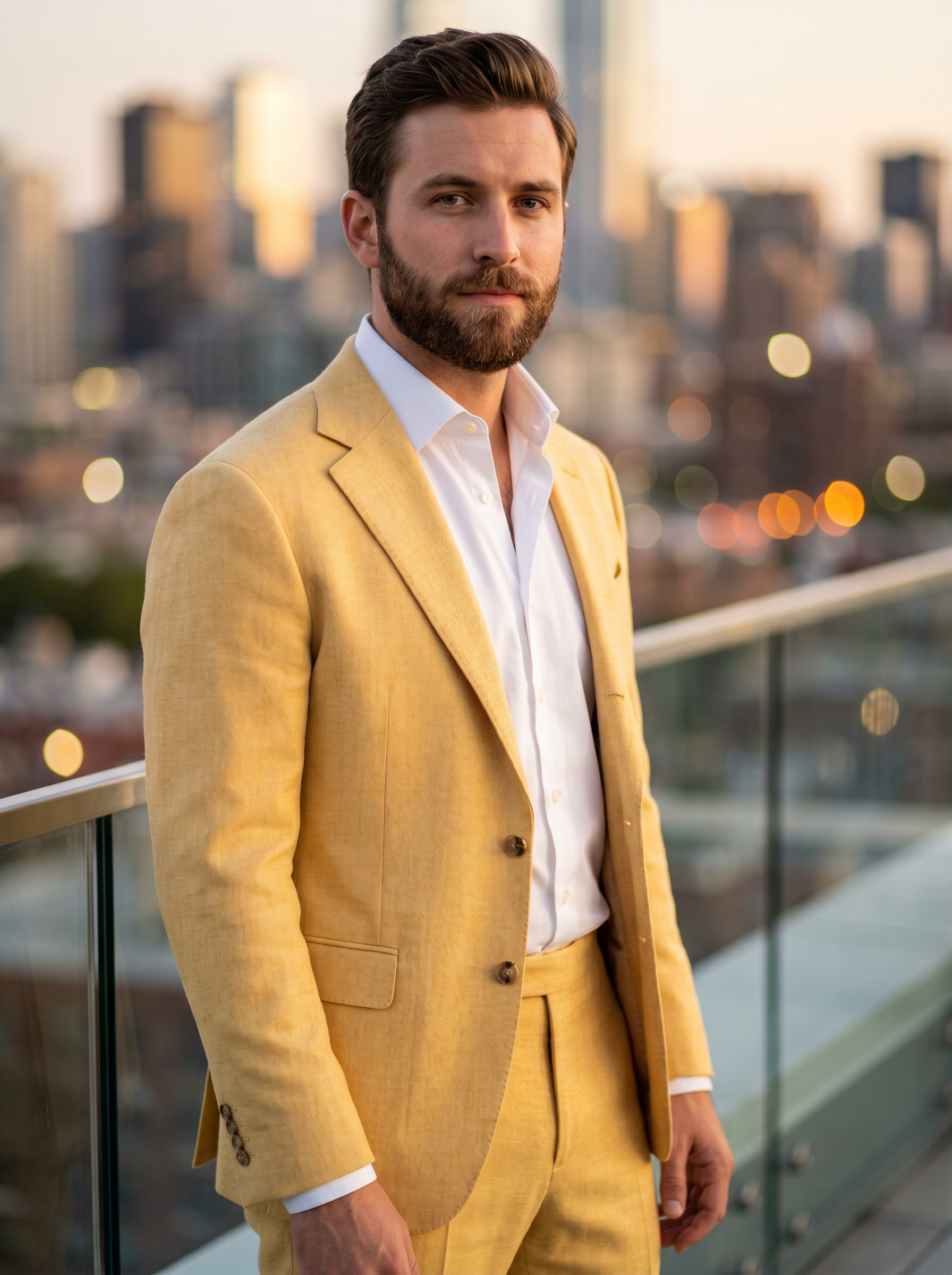 Butter Yellow Wool Groomsmen Suit — Custom Made to Measure - front view