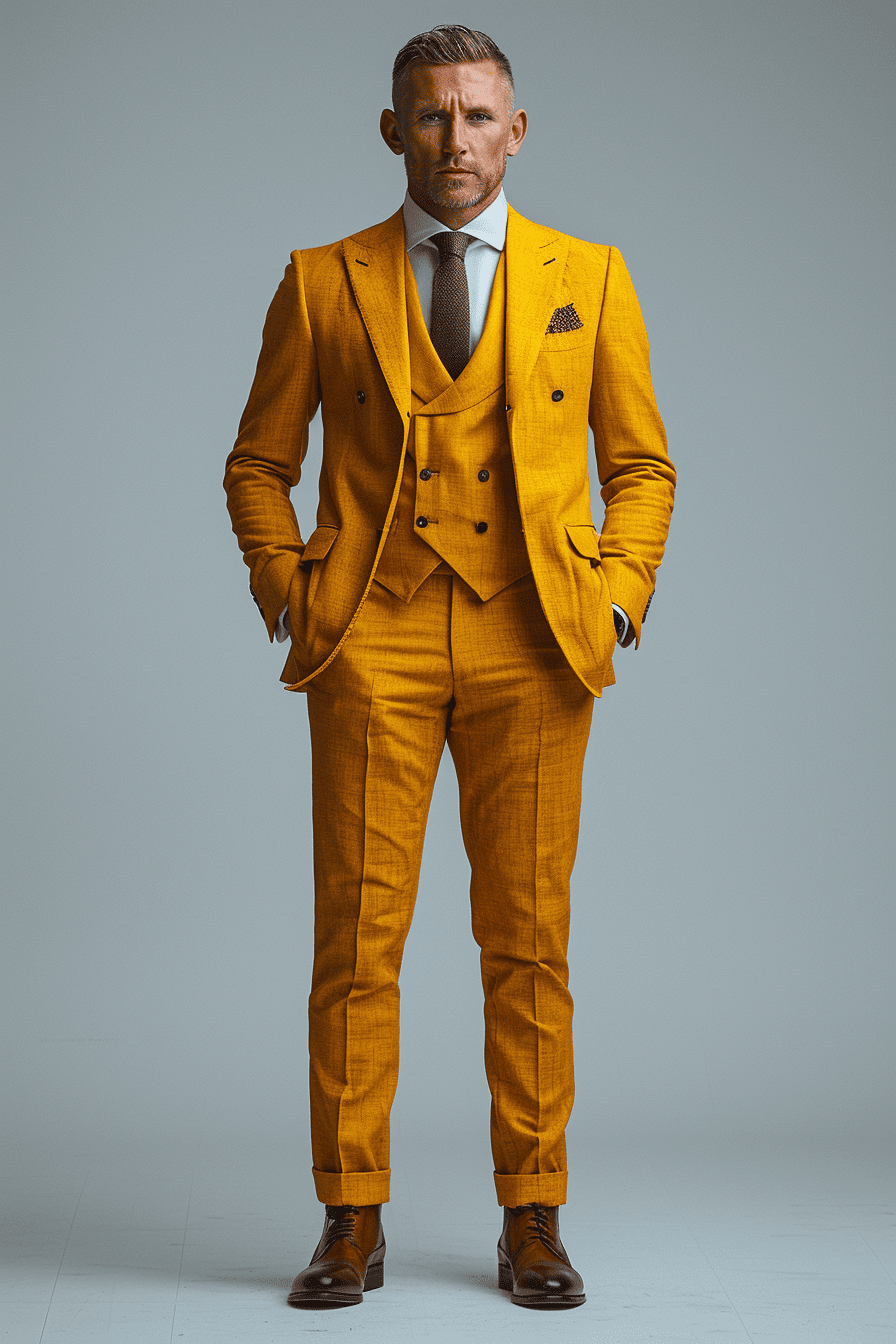 Butter Yellow Cotton Father of the Bride Suit — Custom Made