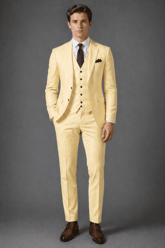 Butter Yellow Cotton Slim Fit Suit — Custom Made to Measure