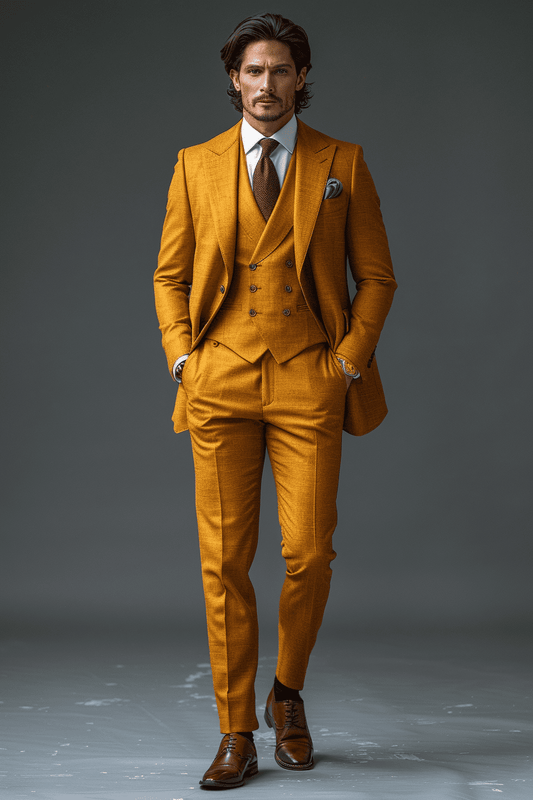 Butter Yellow Wool Cocktail Party Suit — Custom Made to Measure