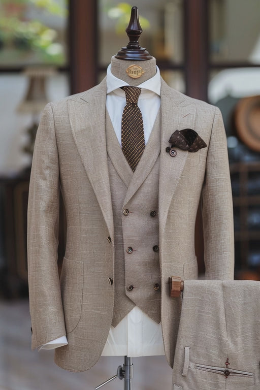 Yellowish Brown Linen Suit — custom made to measure men's suit by SuitedNoir