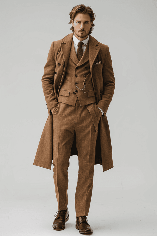 Camel Cotton Graduation Suit — Custom Made to Measure