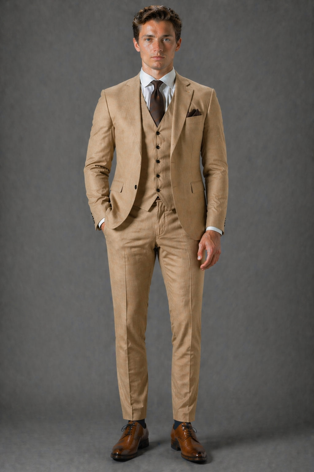 Camel Linen Father of the Bride Suit — Custom Made