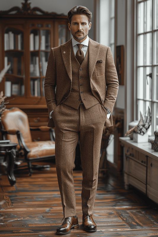 Camel Silk Blend Father of the Bride Suit — Custom Made
