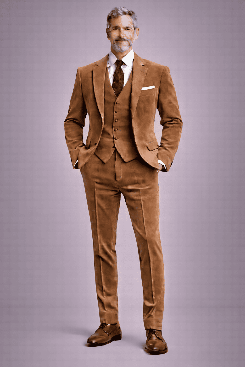 Camel Velvet Slim Fit Suit — Custom Made to Measure
