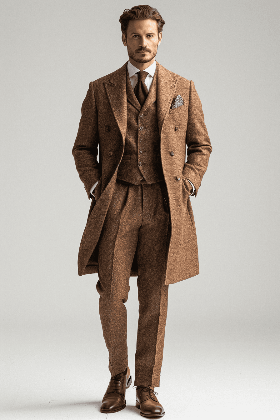 Camel Wool Cocktail Party Suit — Custom Made to Measure