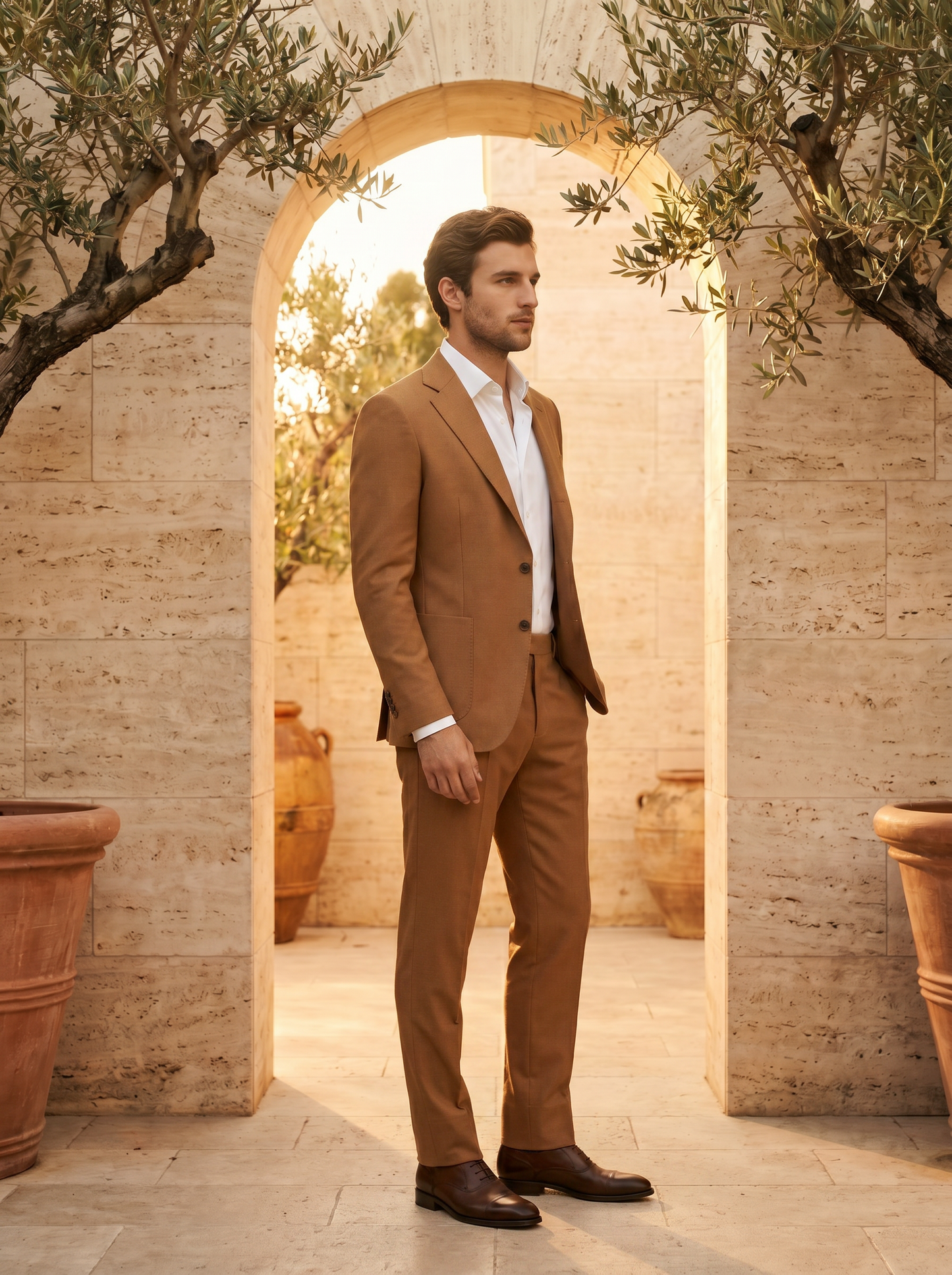 Caramel Wool Suit — Custom Made to Measure - side view