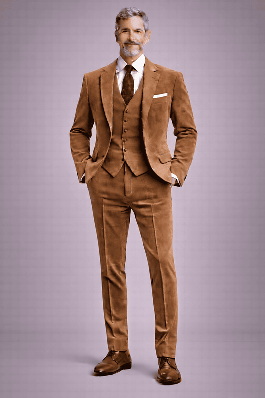 Caramel Velvet Slim Fit Suit — Custom Made to Measure