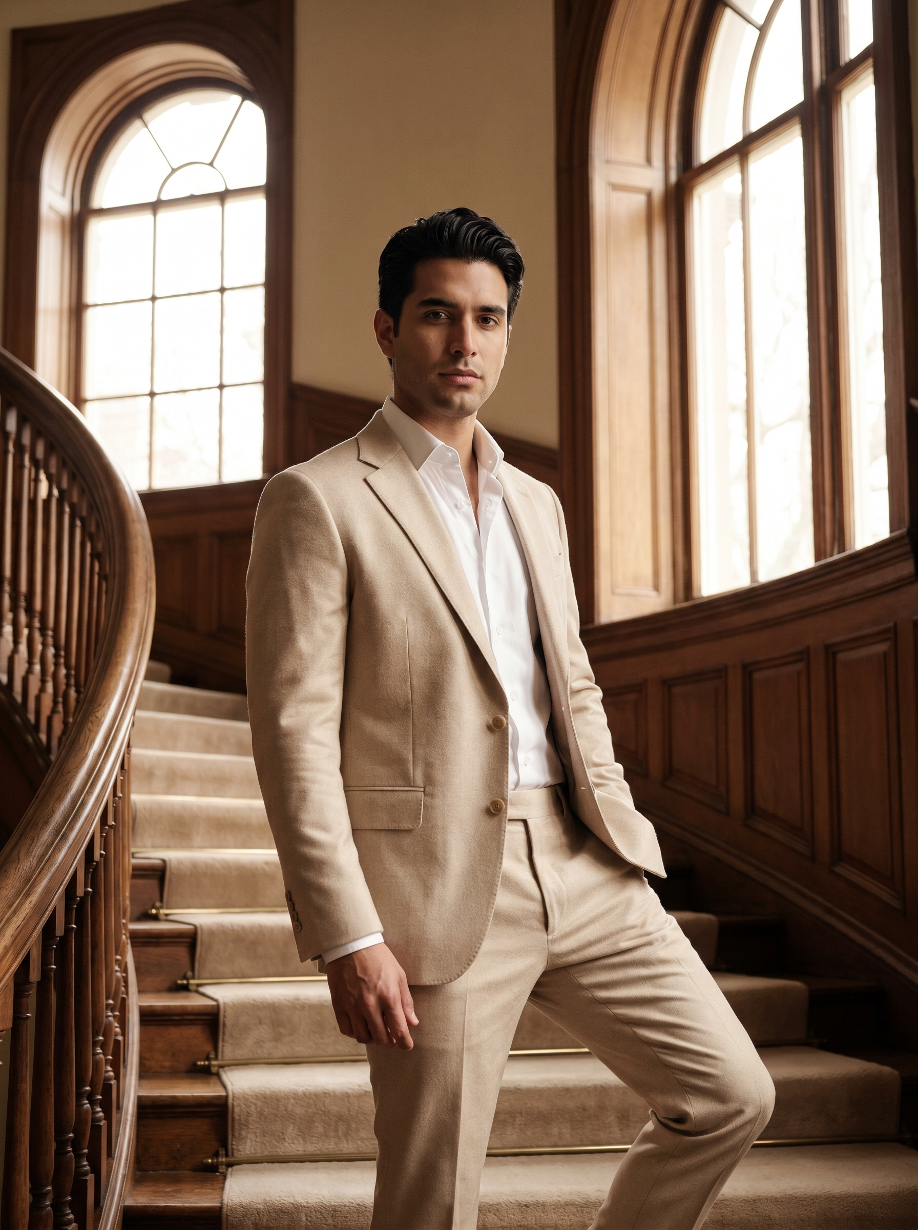 Champagne Wool Suit — Custom Made to Measure - front view