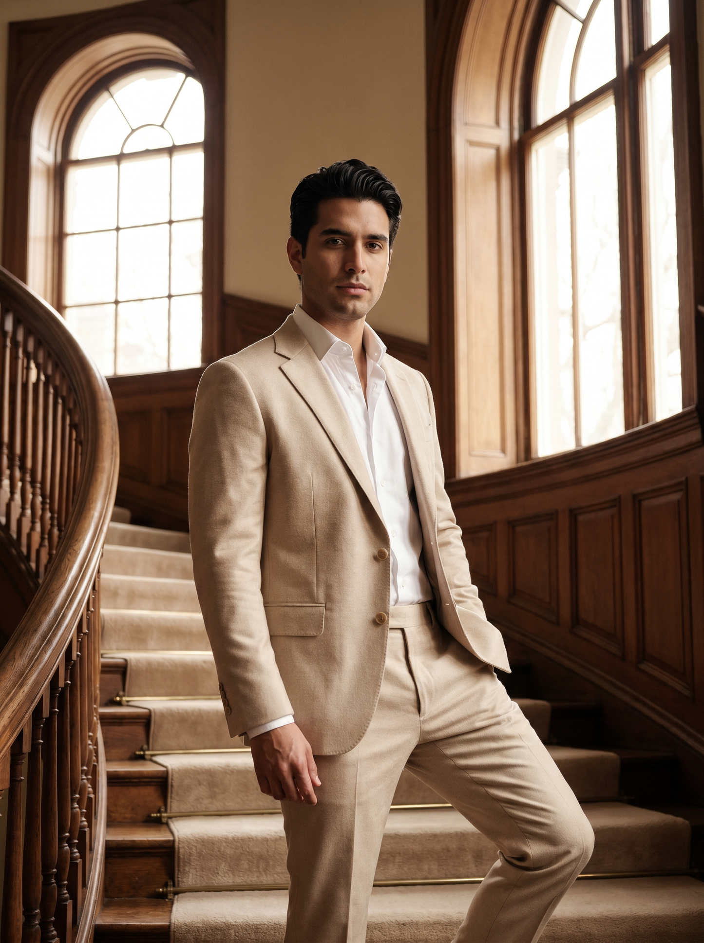 Champagne Wool Suit — Custom Made to Measure - front view