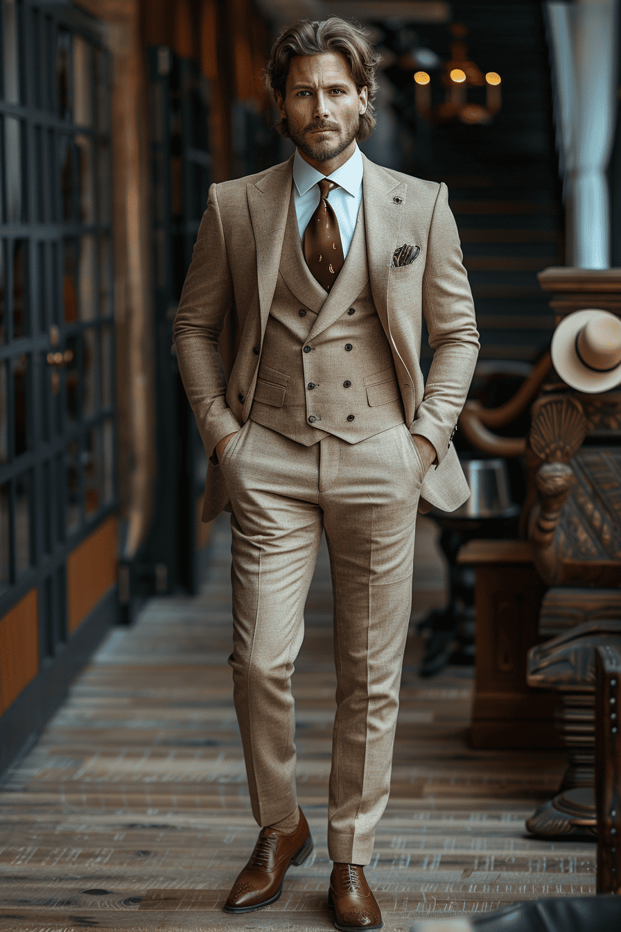 Champagne Cotton Graduation Suit — Custom Made to Measure