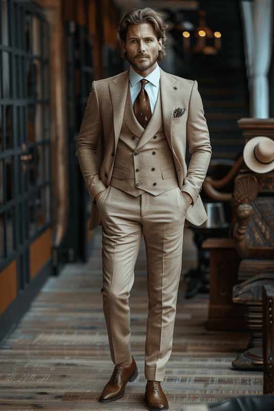 Champagne Cotton Graduation Suit — Custom Made to Measure