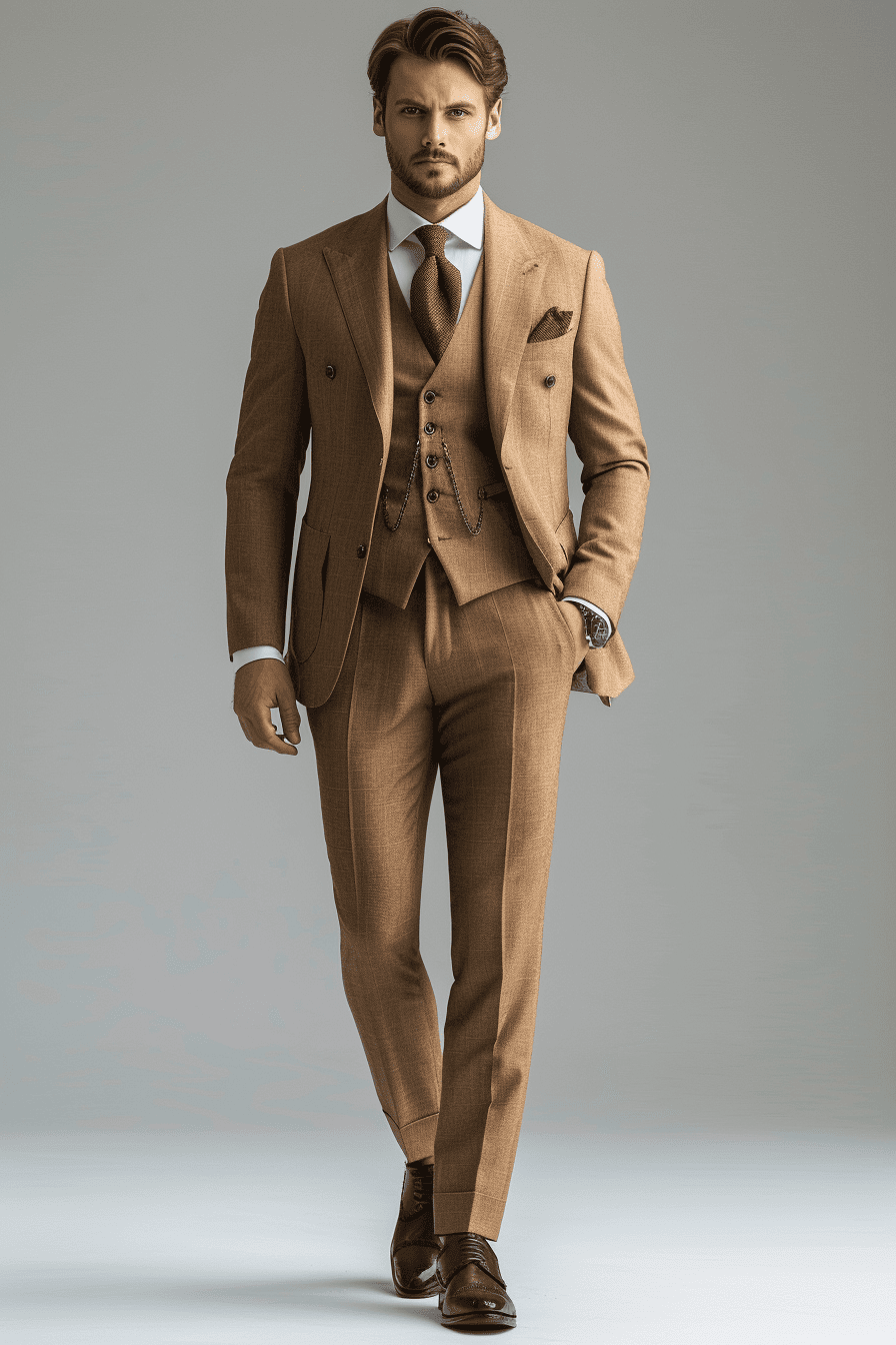 Champagne Silk Blend Cocktail Party Suit — Custom Made to Measure