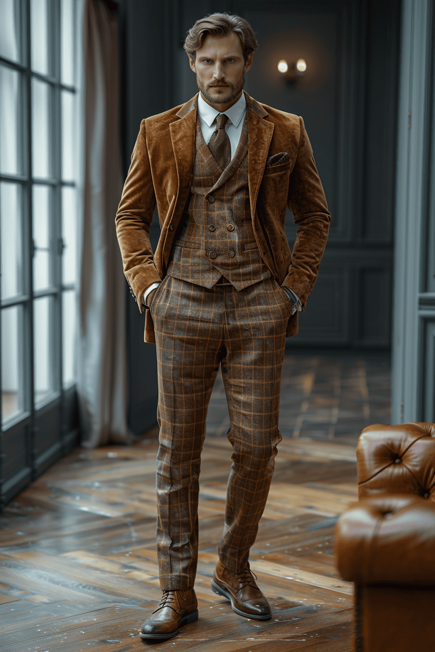 Champagne Velvet Cocktail Party Suit — Custom Made to Measure