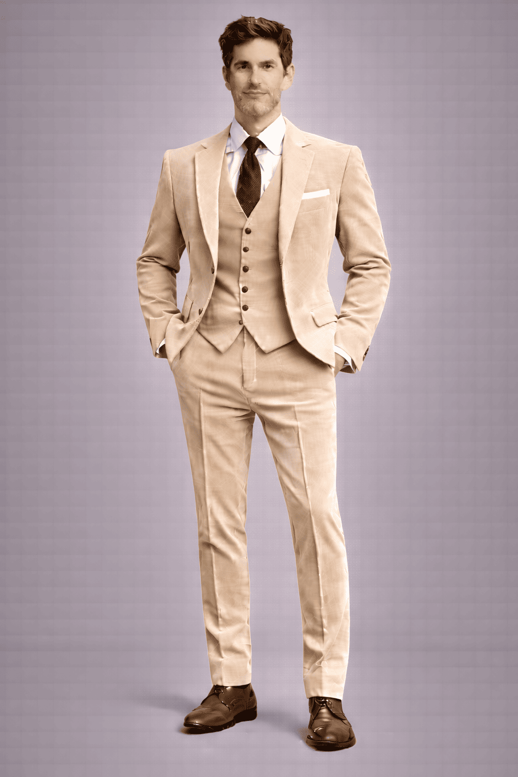 Champagne Velvet Slim Fit Suit — Custom Made to Measure