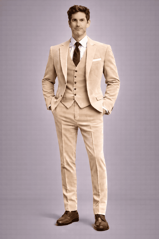 Champagne Velvet Slim Fit Suit — Custom Made to Measure